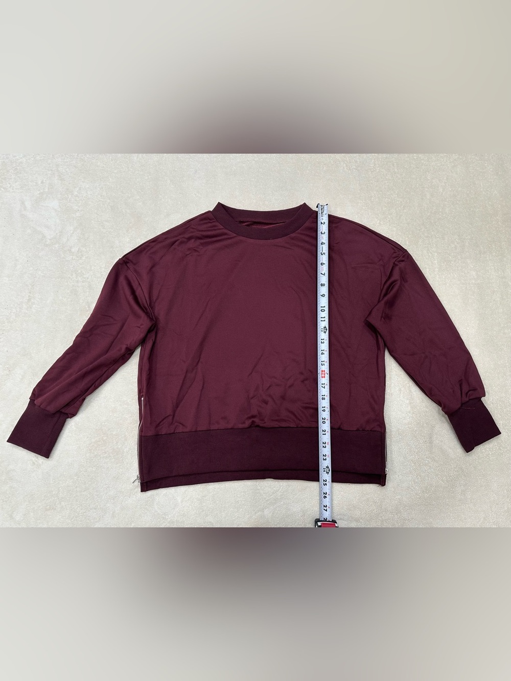 Women's Loungewear Wide-Leg Sweatpant and Long Sleeve Top Burgundy Size S. - Picture 6 of 9